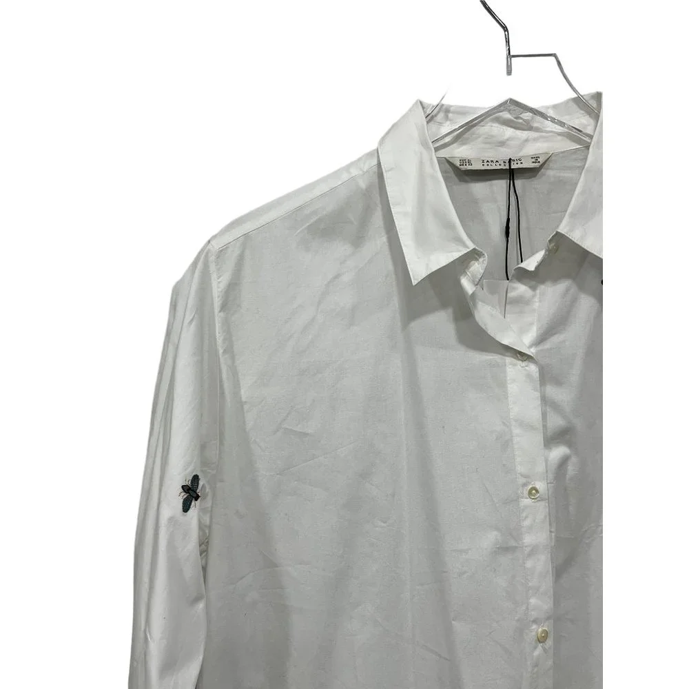 Embroidered Insect White Women's Top - Picture 6 of 9